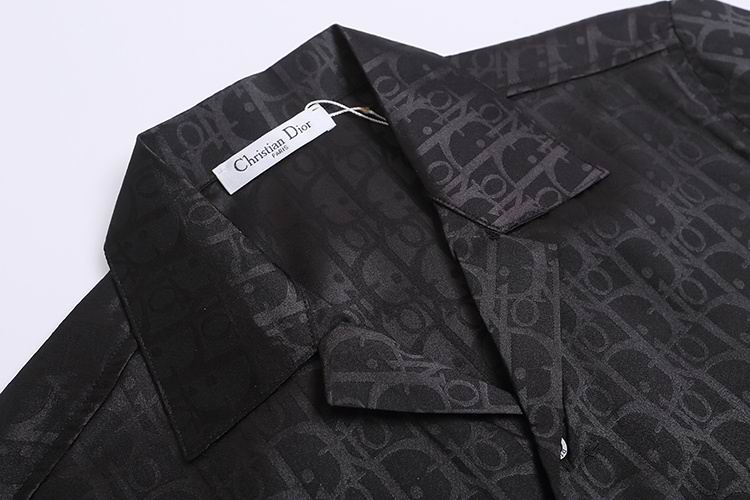 Oblique Monogram Silk Hawaiian Shirt Black