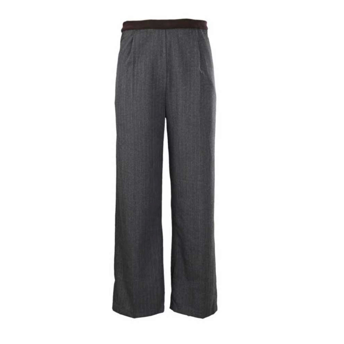 Pinstripe Wide-Leg Dark Grey