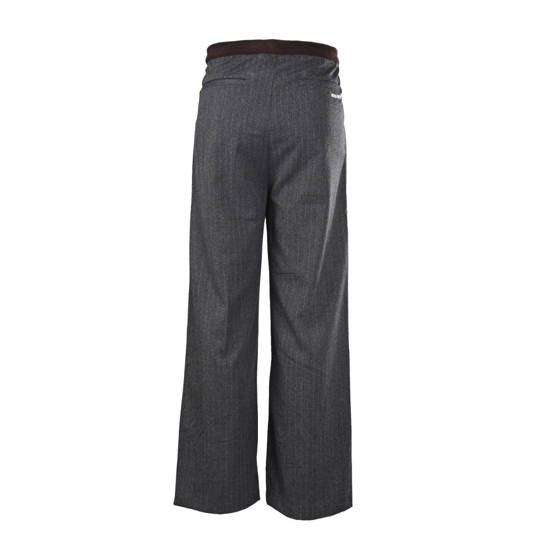 Pinstripe Wide-Leg Dark Grey