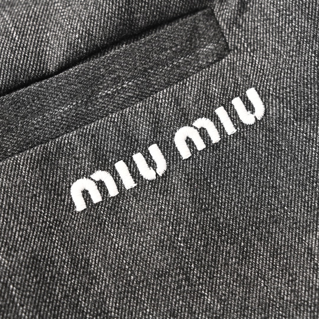 Pinstripe Wide-Leg Dark Grey
