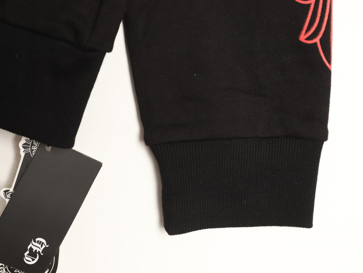 Horseshoe Floral Hoodie Black & Red