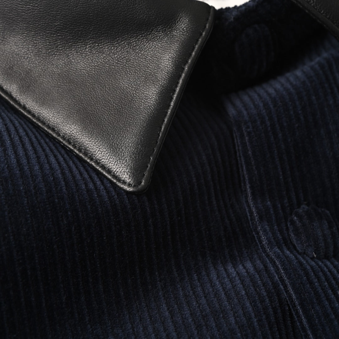 Corduroy-Collar Navy Blue