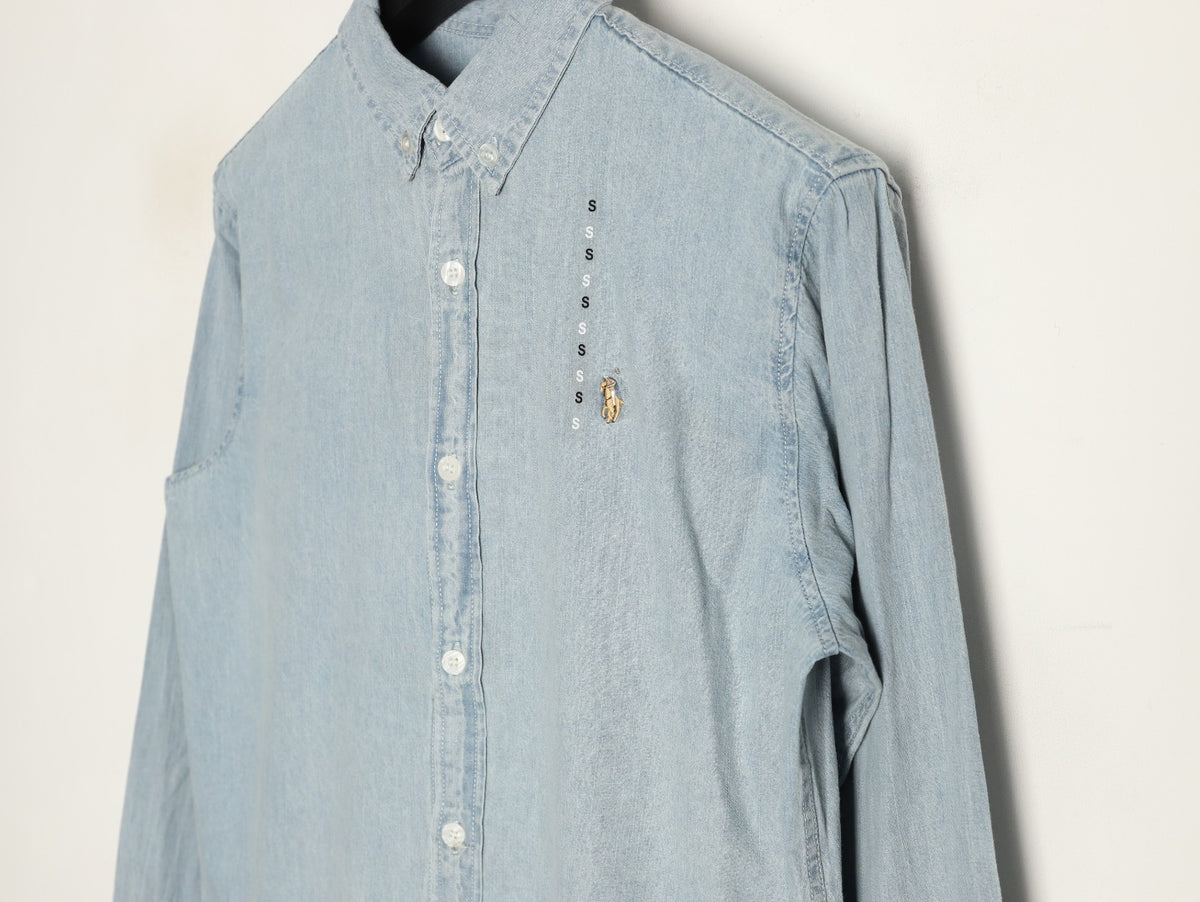 Chambray Button-Down Shirt Light Blue