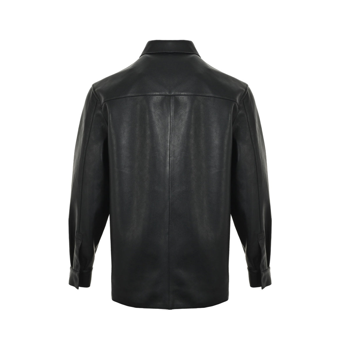 Debossed Anagram Leather Overshirt Black