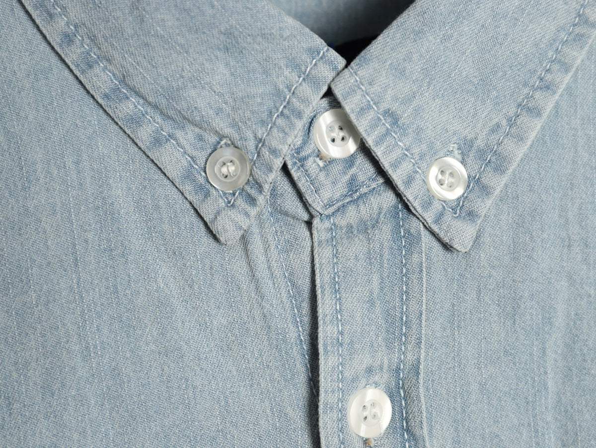 Chambray Button-Down Shirt Light Blue