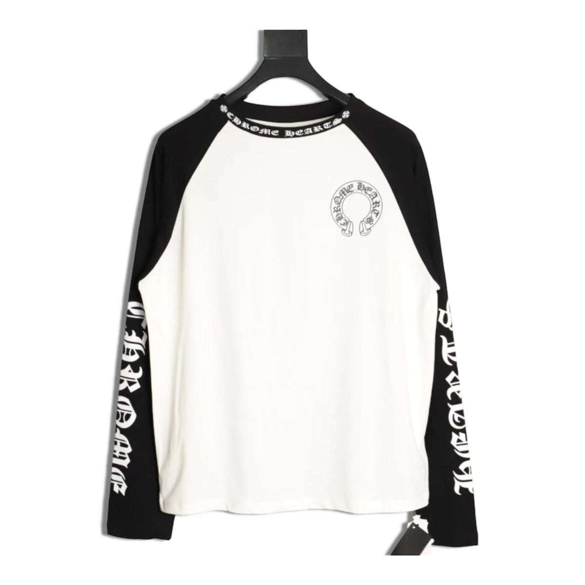Horseshoe Baseball Long Sleeve T-Shirt White & Black