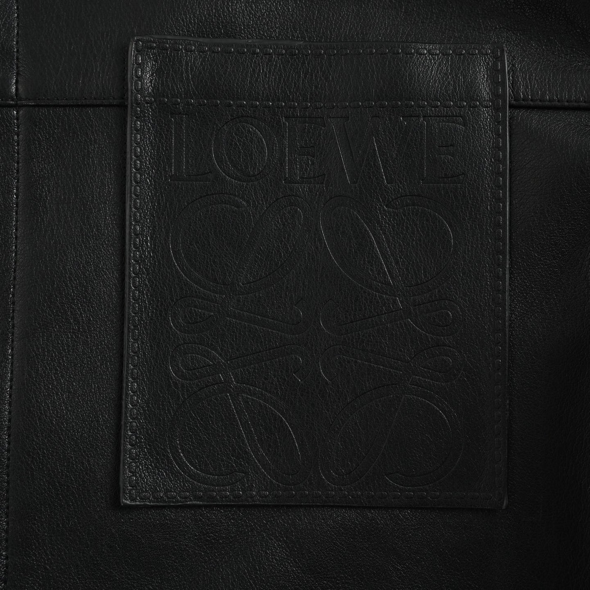 Debossed Anagram Leather Overshirt Black