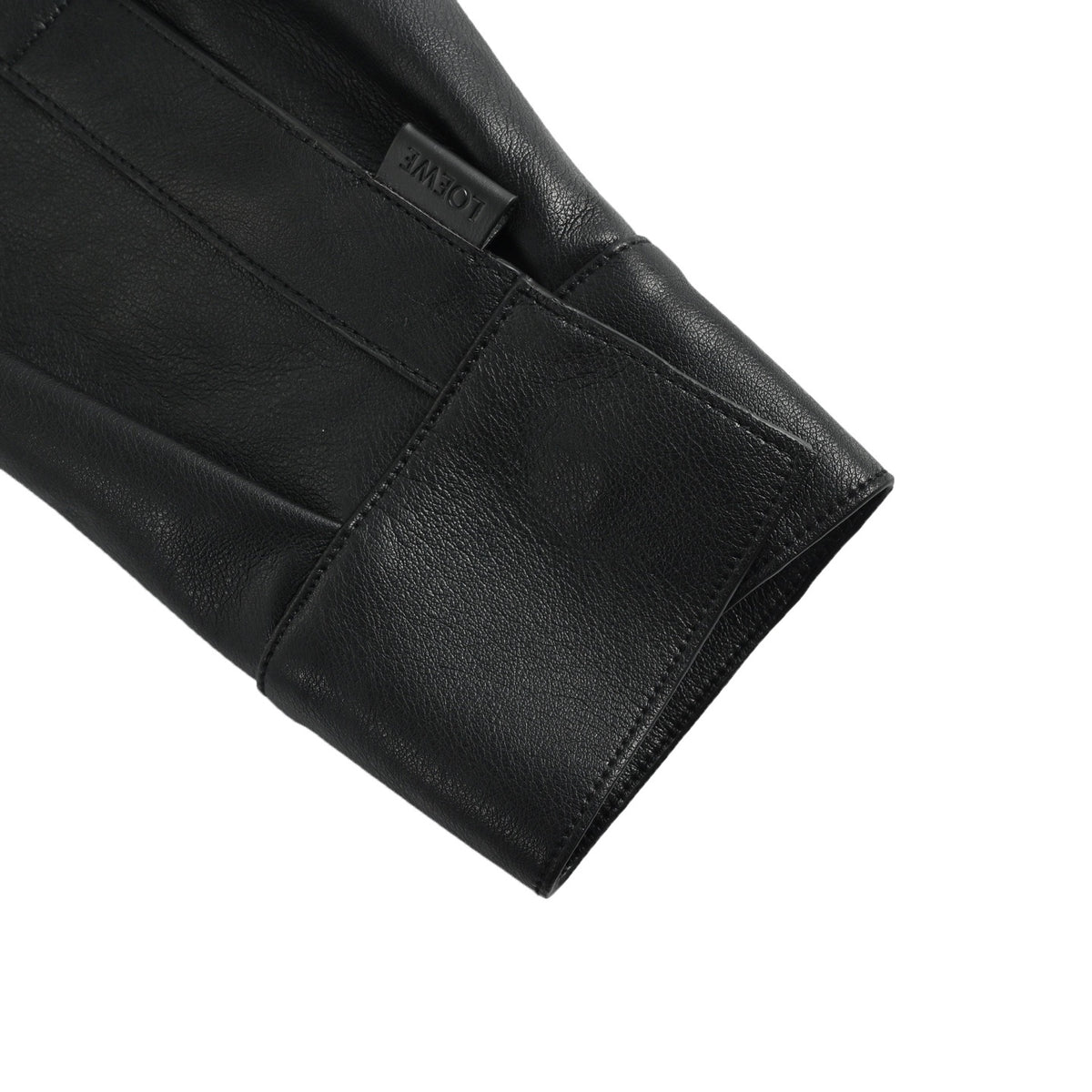 Debossed Anagram Leather Overshirt Black