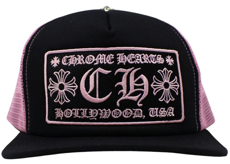 Chrome Hearts CH Hollywood Trucker Hat Pink