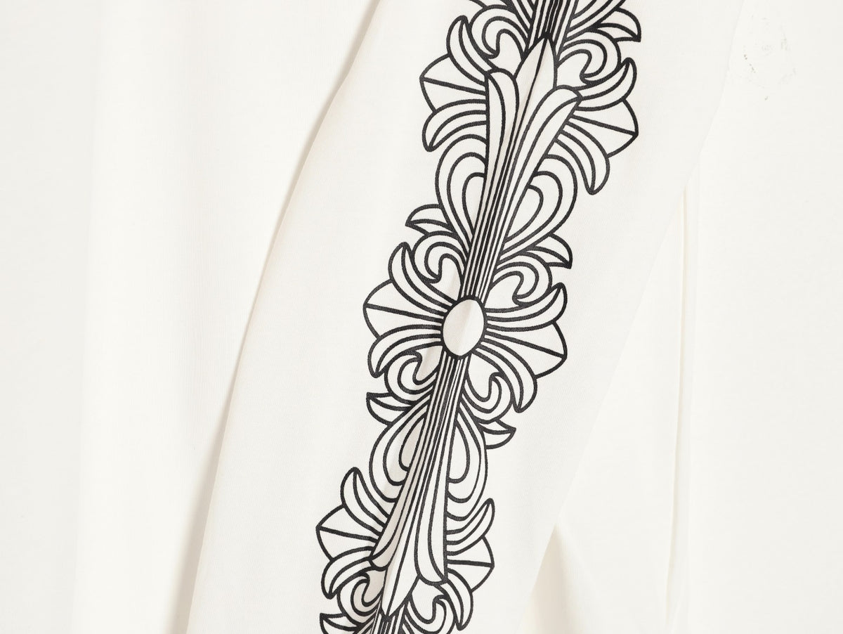 Horseshoe Floral Sleeve Long Sleeve T-Shirt White
