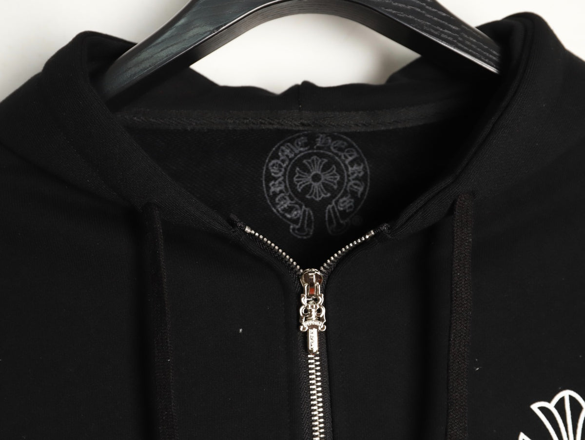 Cross Logo Zip-Up Hoodie Black