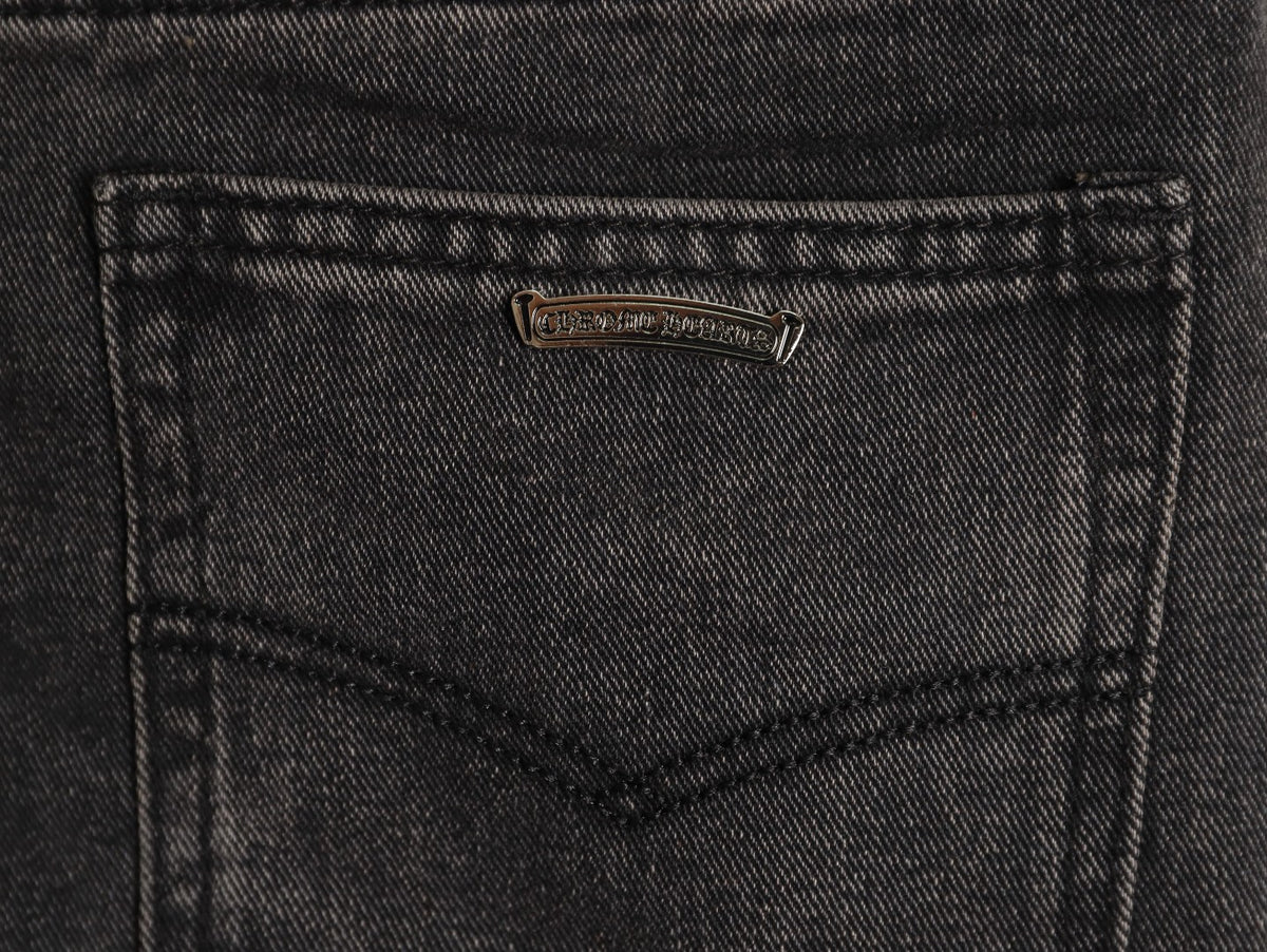 Tonal Cross Patch Denim Jeans Black Wash