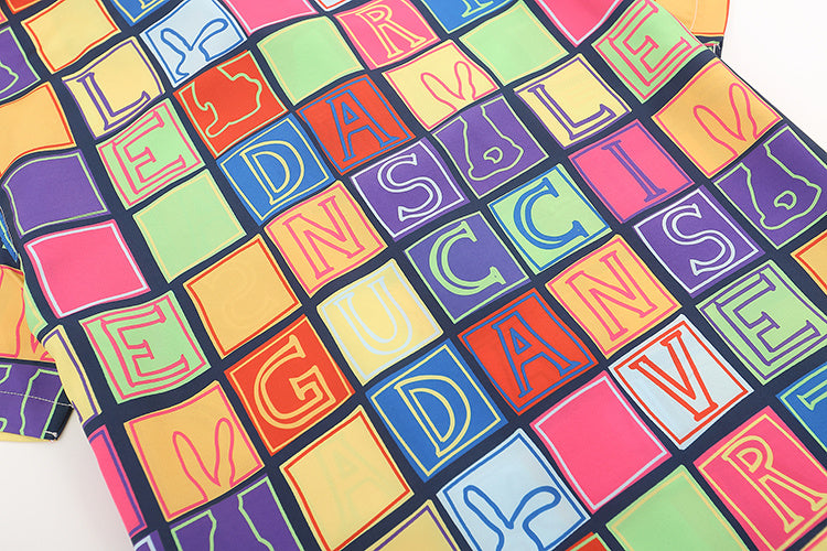Letter Block Silk Print Multicolor