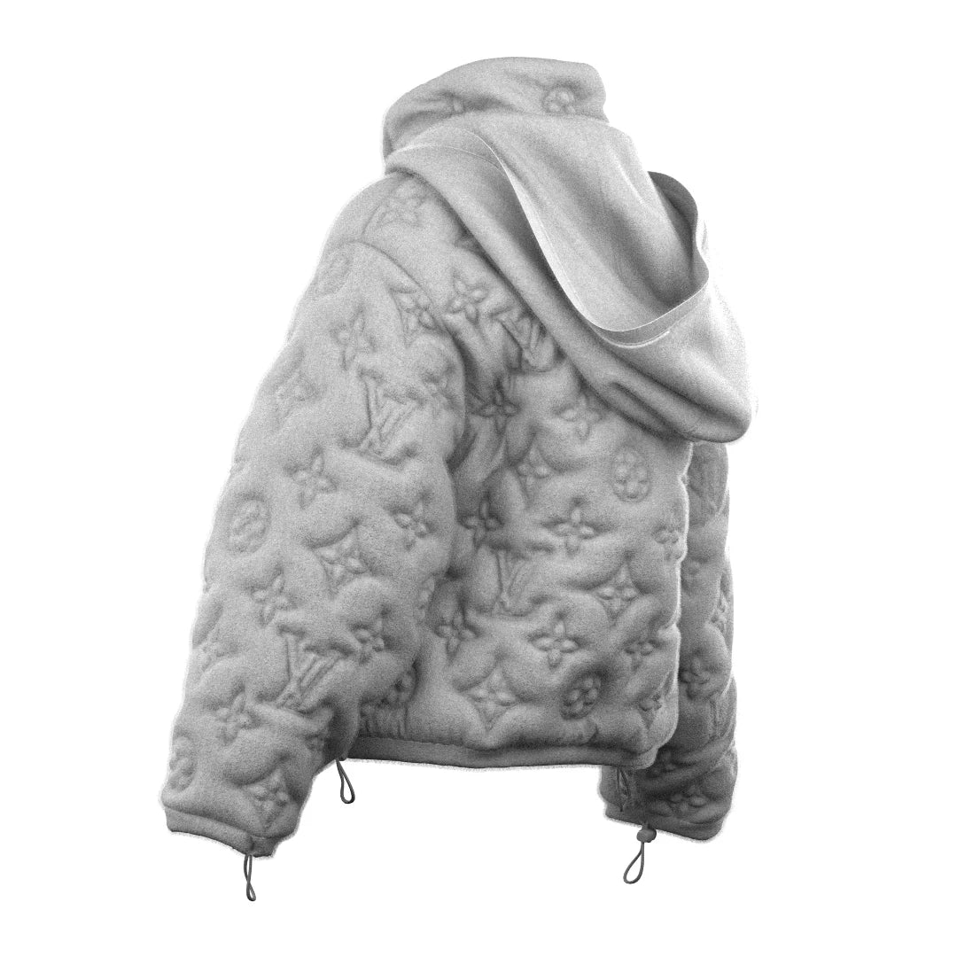 Monogram Boyhood Hooded Puffer Grey