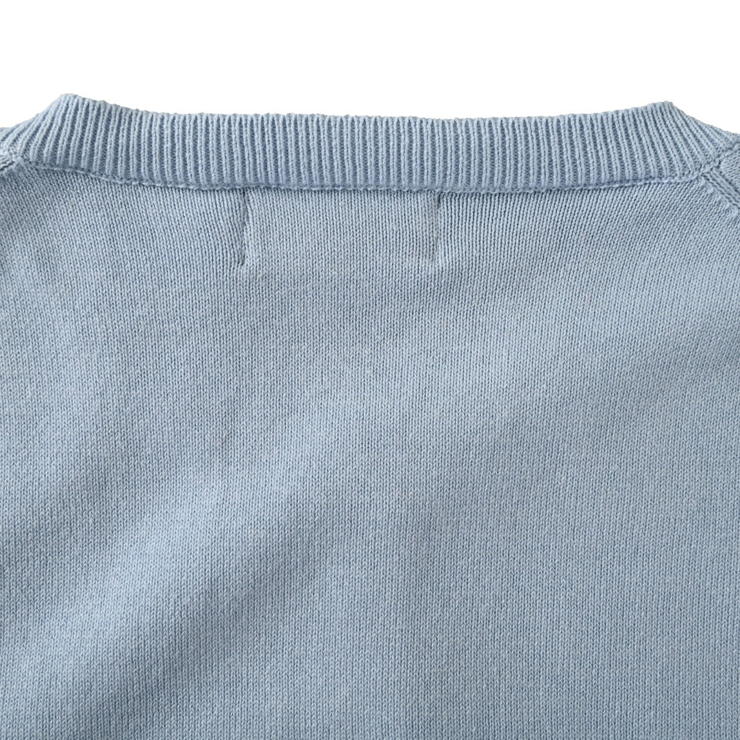 Slim-Fit Cotton-Blend Crewneck Cardigan Light Blue