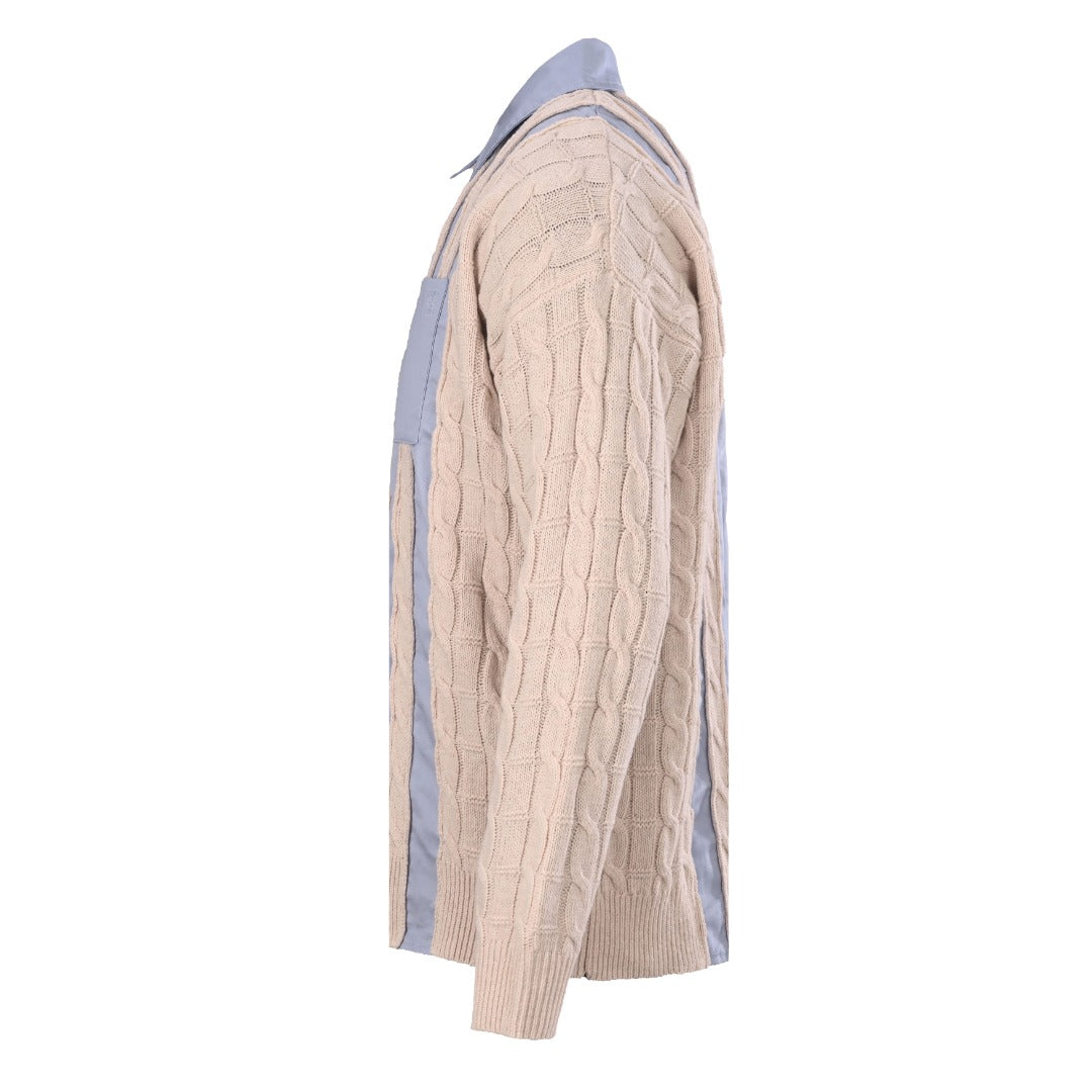 Anagram Cable-Knit Panel Light Blue Beige