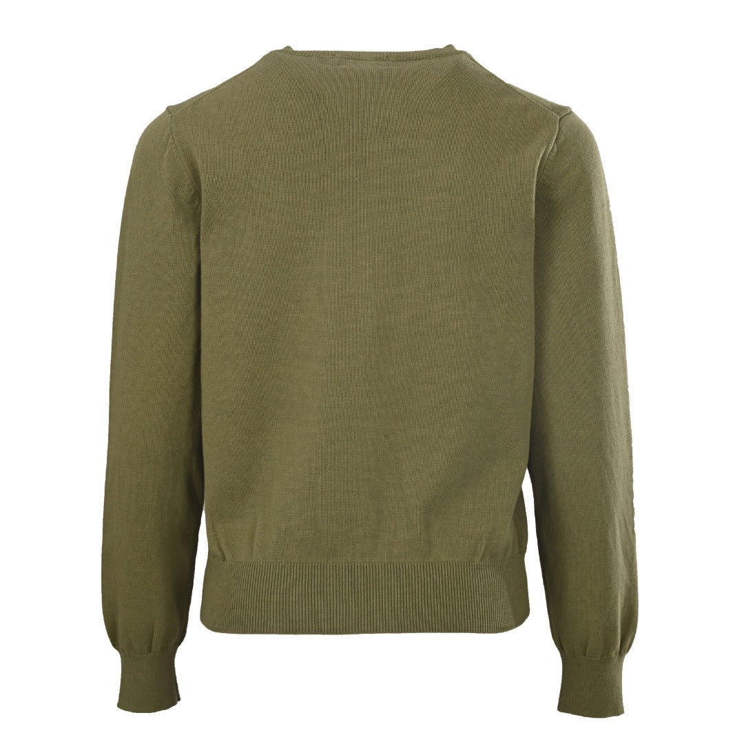 Stretch Cotton-Blend Crewneck Cardigan Willow Green