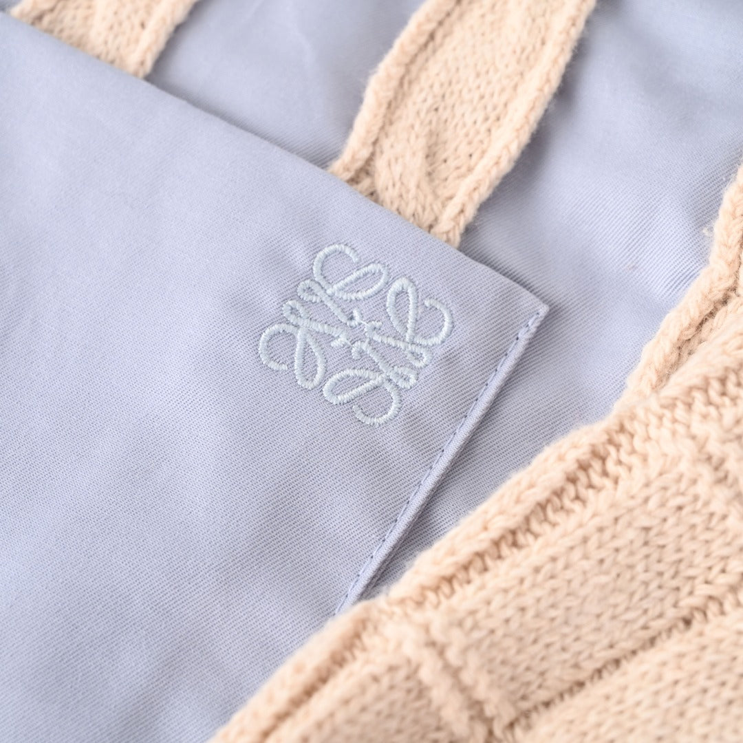 Anagram Cable-Knit Panel Light Blue Beige