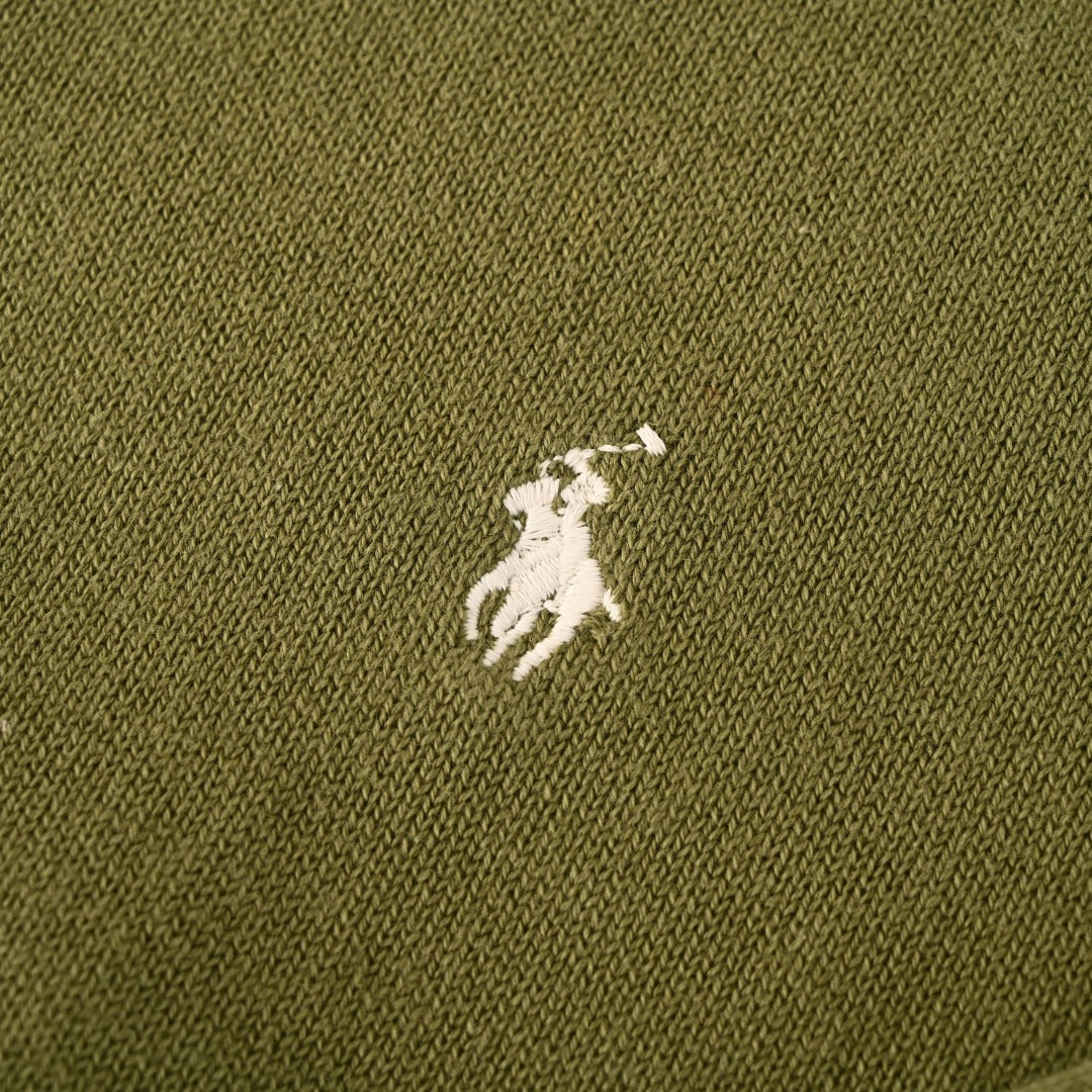 Stretch Cotton-Blend Crewneck Cardigan Willow Green