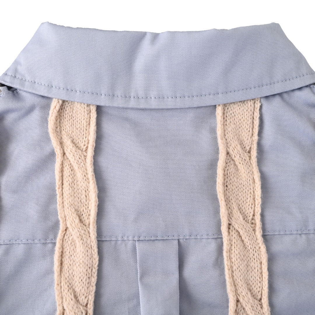 Anagram Cable-Knit Panel Light Blue Beige