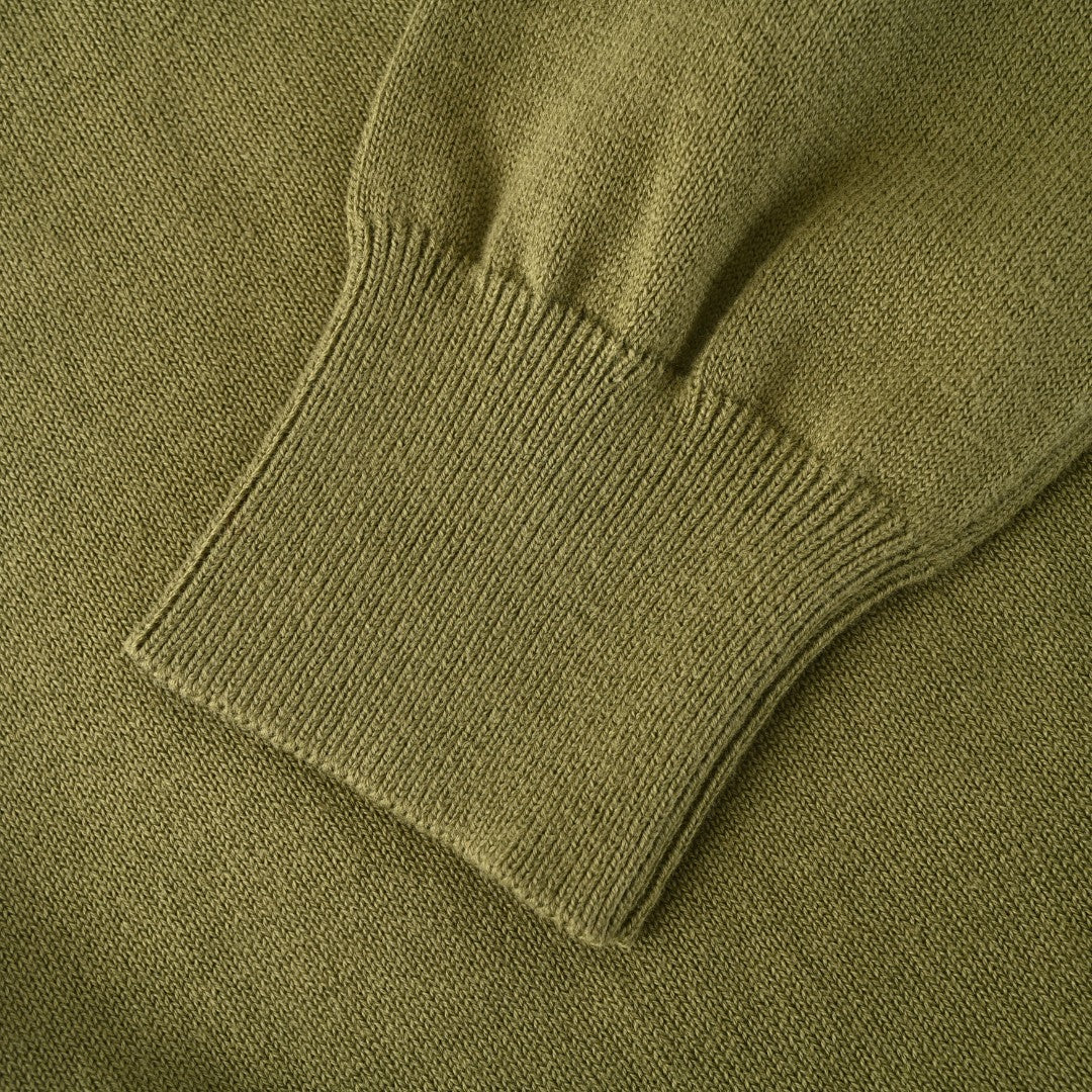 Stretch Cotton-Blend Crewneck Cardigan Willow Green
