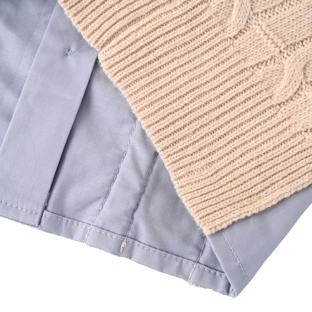 Anagram Cable-Knit Panel Light Blue Beige
