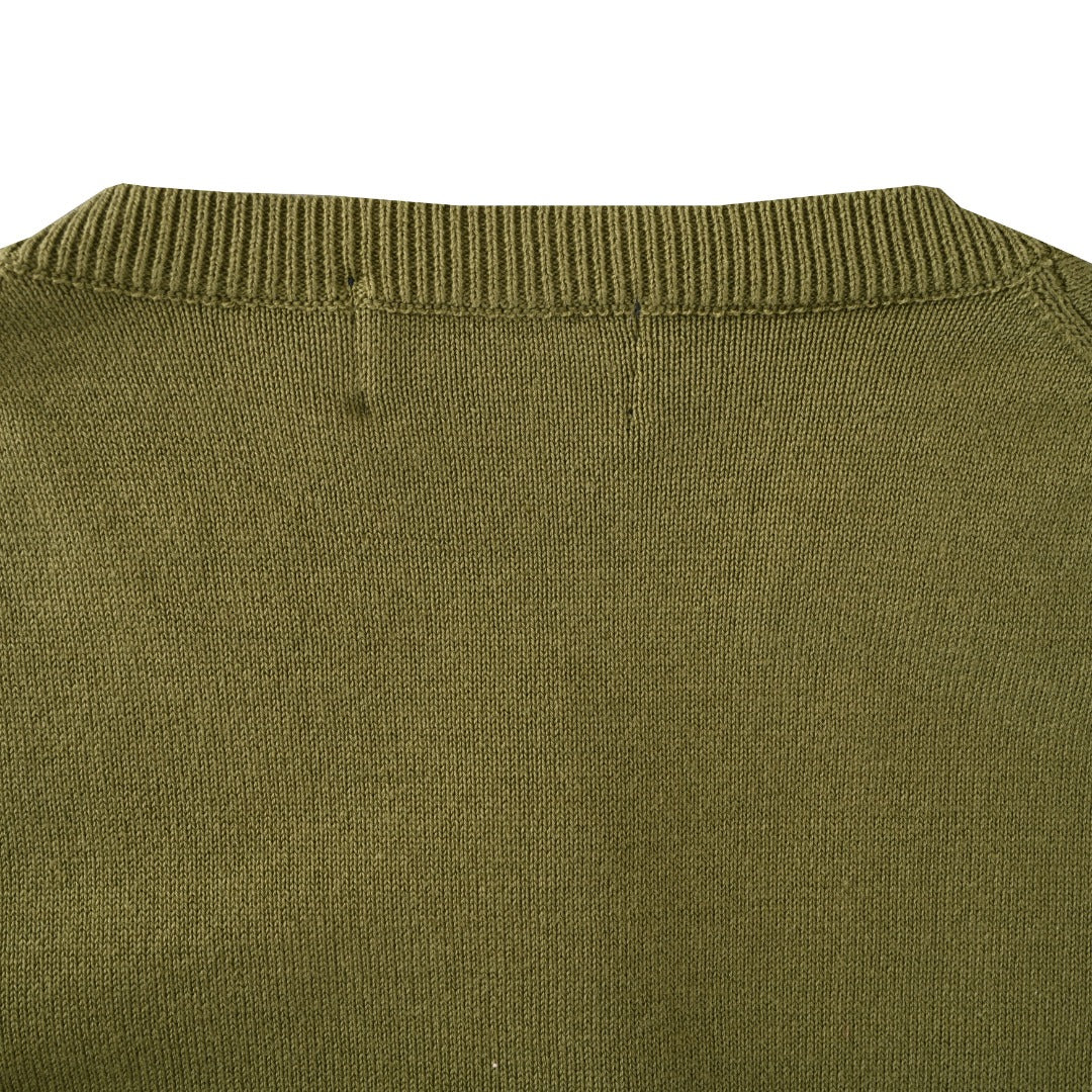 Stretch Cotton-Blend Crewneck Cardigan Willow Green