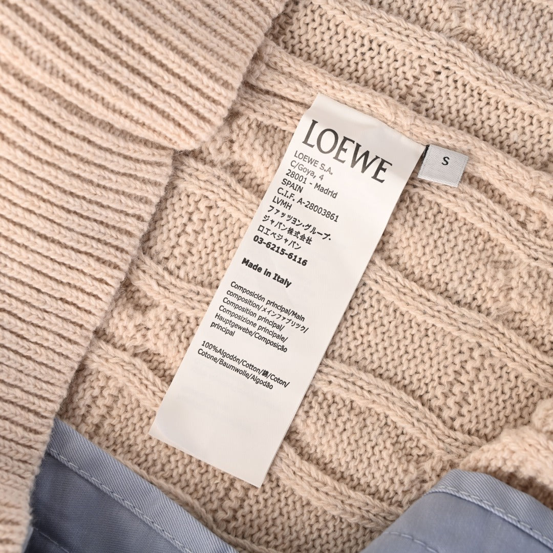 Anagram Cable-Knit Panel Light Blue Beige