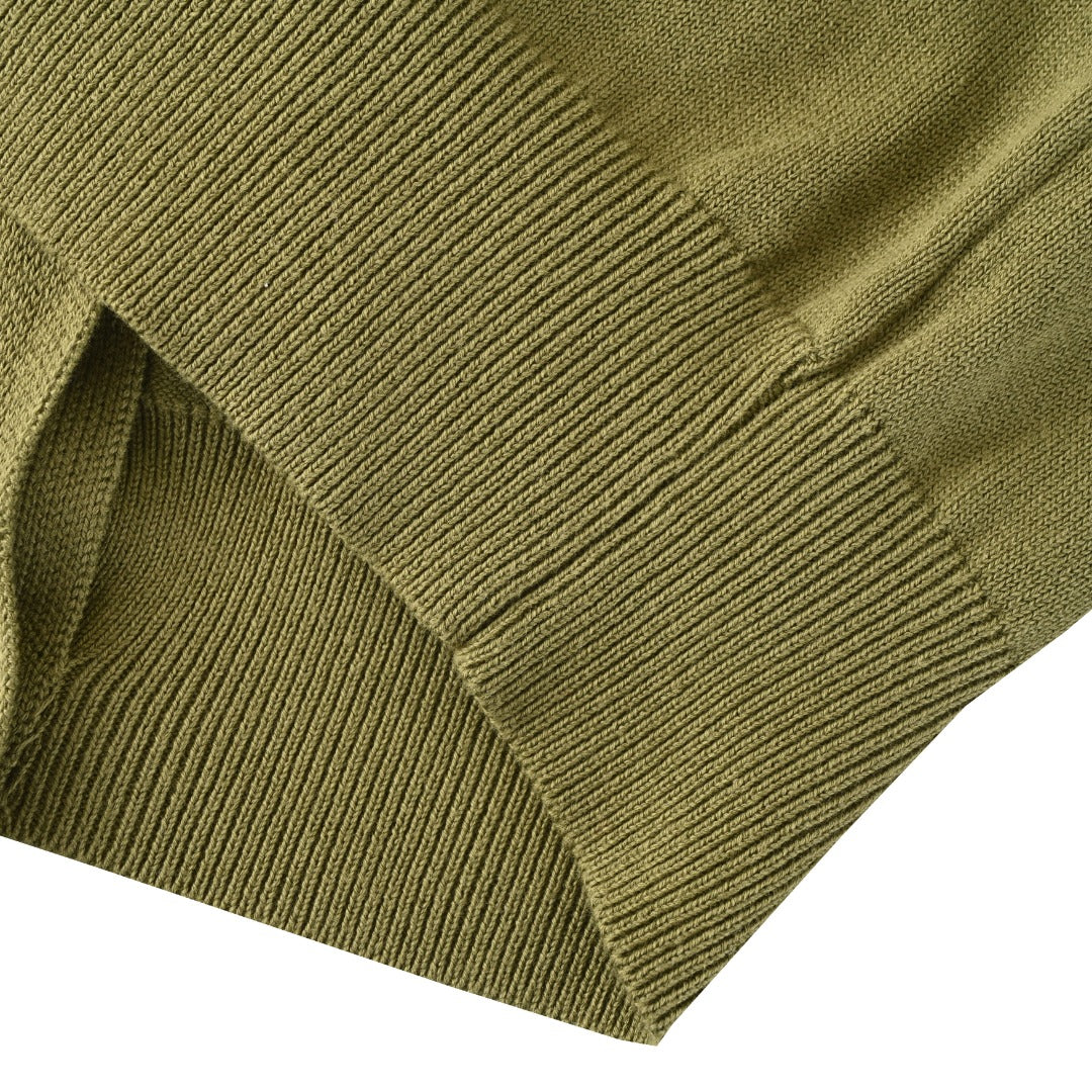 Stretch Cotton-Blend Crewneck Cardigan Willow Green