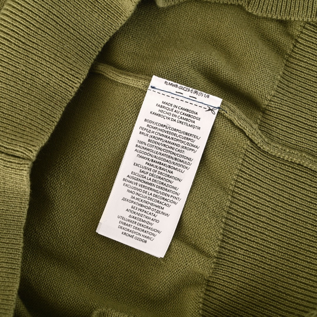Stretch Cotton-Blend Crewneck Cardigan Willow Green