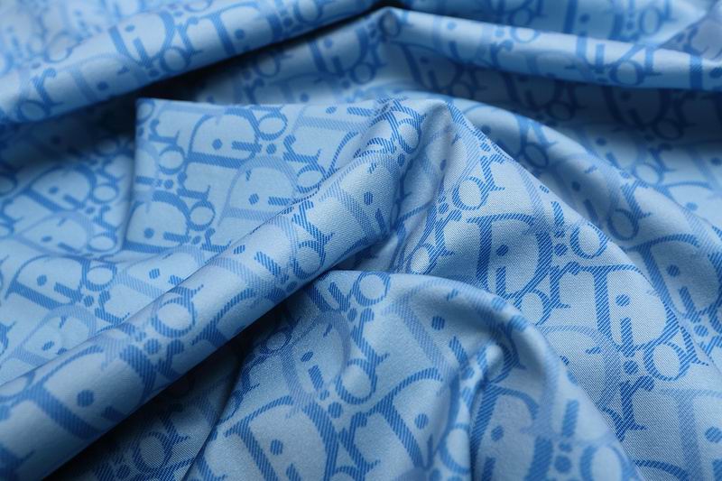 Oblique Monogram Silk Hawaiian Shirt Sky Blue