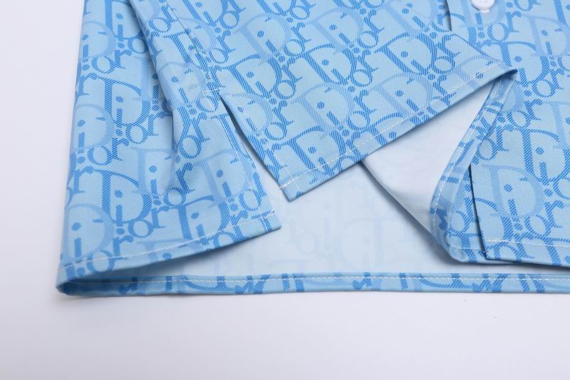 Oblique Monogram Silk Hawaiian Shirt Sky Blue