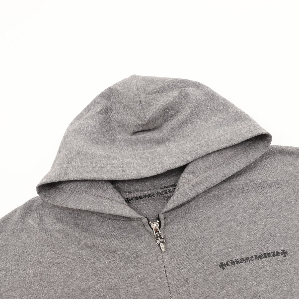 Gothic Logo Zip-Up Hoodie Grey