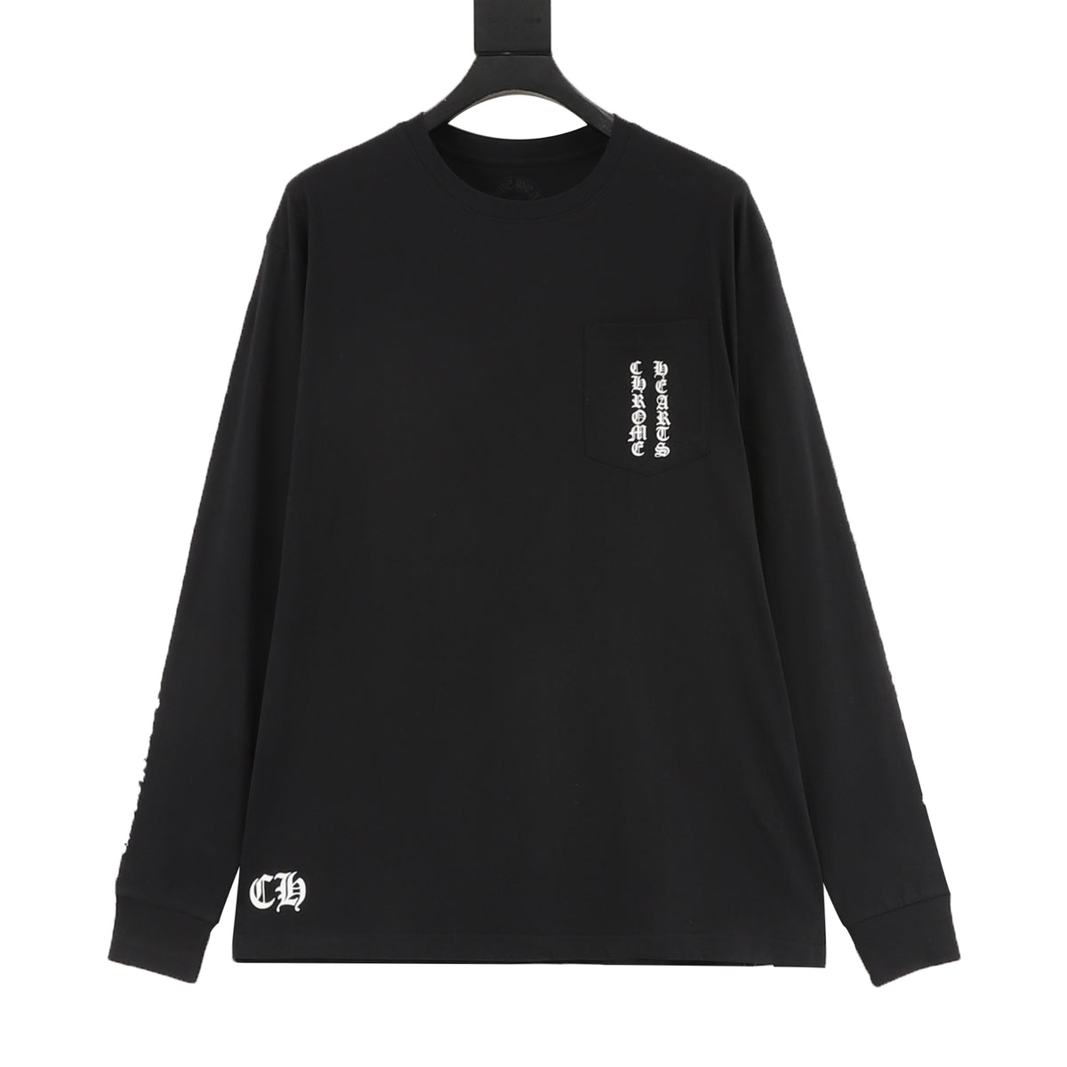 Gothic Logo Long Sleeve Pocket T-Shirt Black