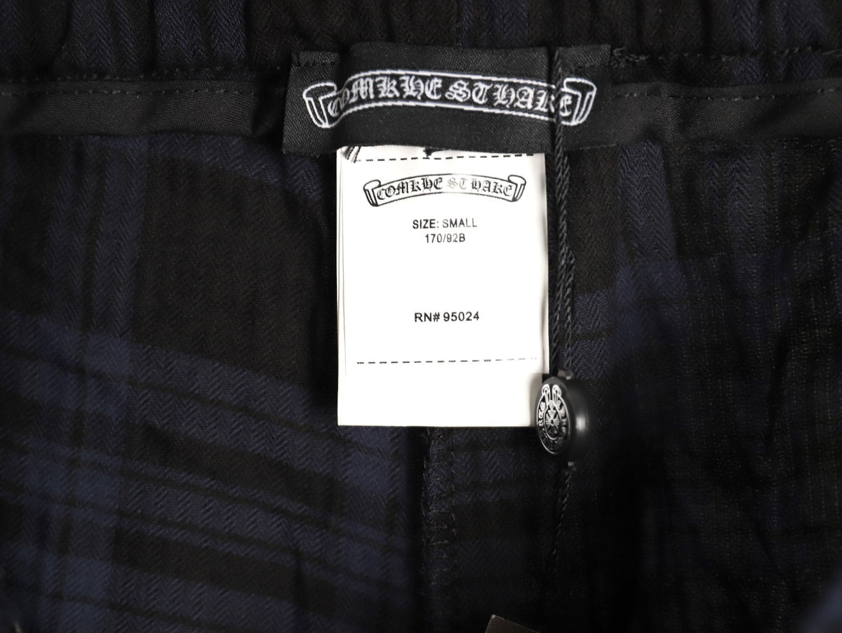 Plaid Cross Patch Wide-Leg Pants Blue & Black