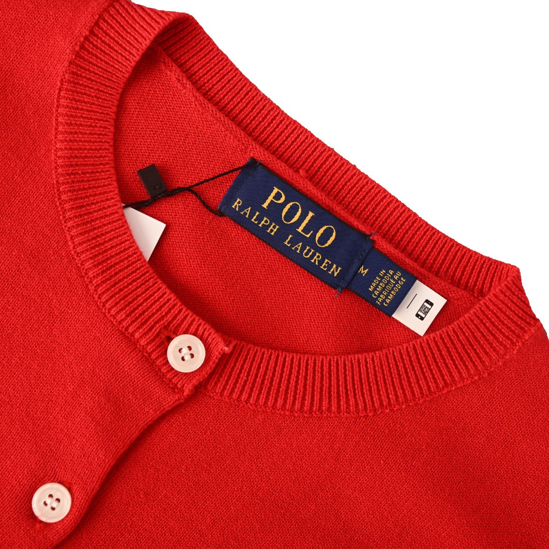 Crewneck Cardigan Red