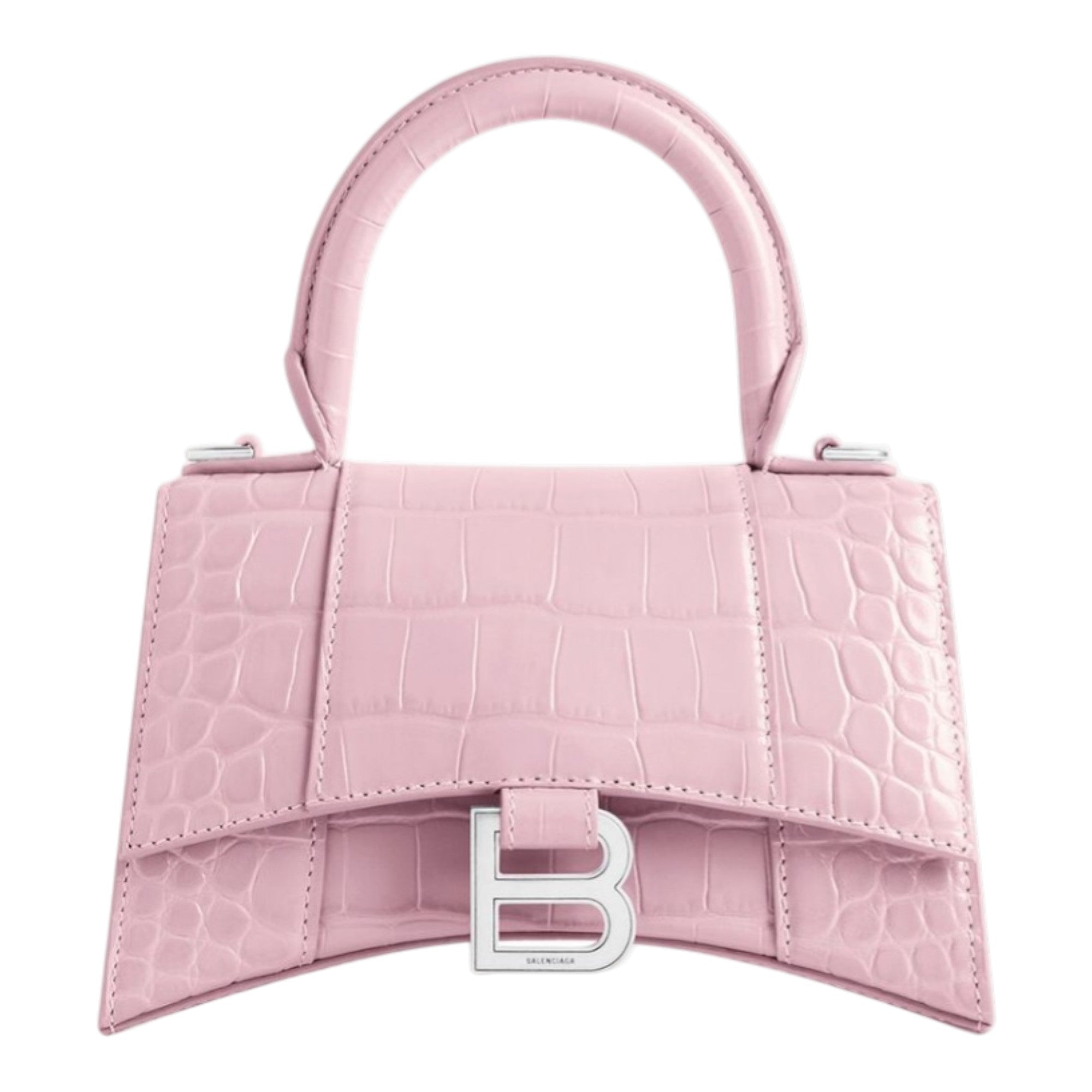 Balenciaga Hourglass XS Handbag in Crocodile-Embossed Calfskin