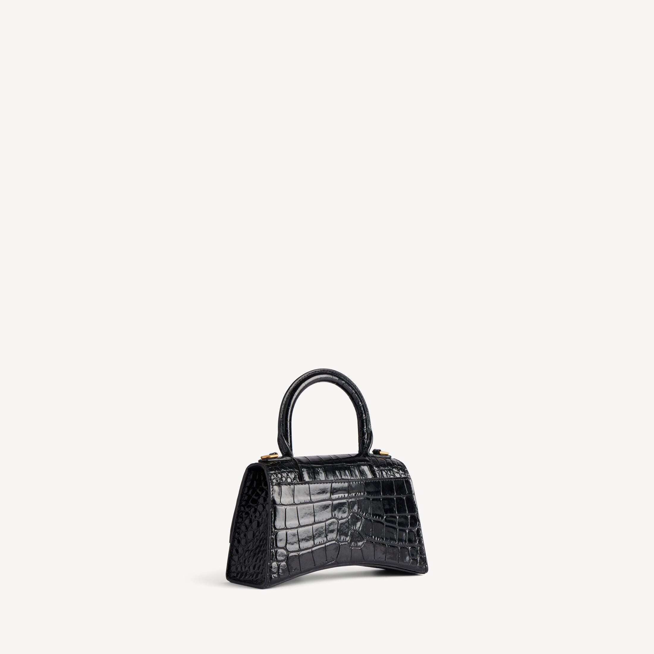 Balenciaga Hourglass XS Handbag in Crocodile-Embossed Calfskin