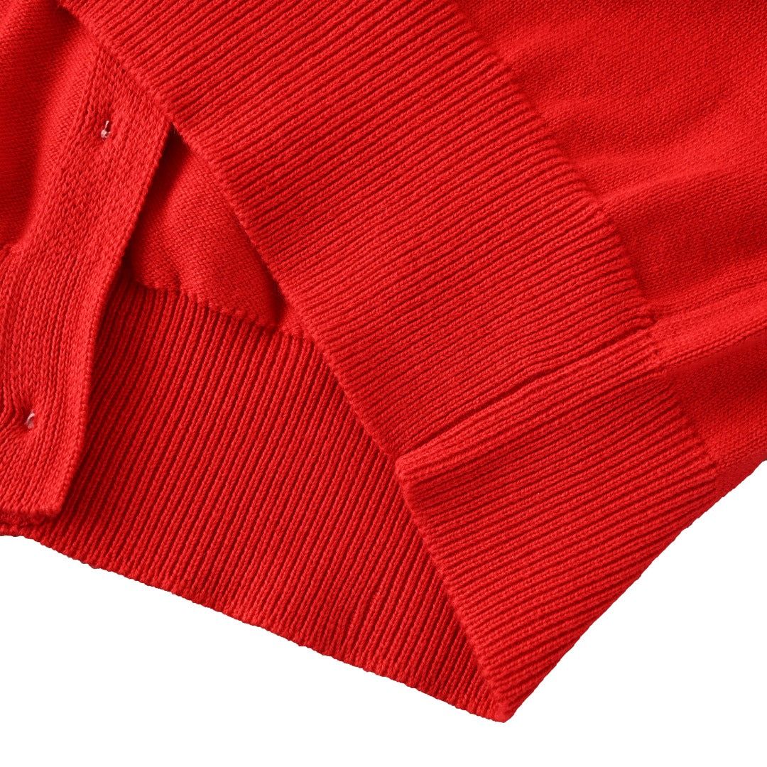 Crewneck Cardigan Red
