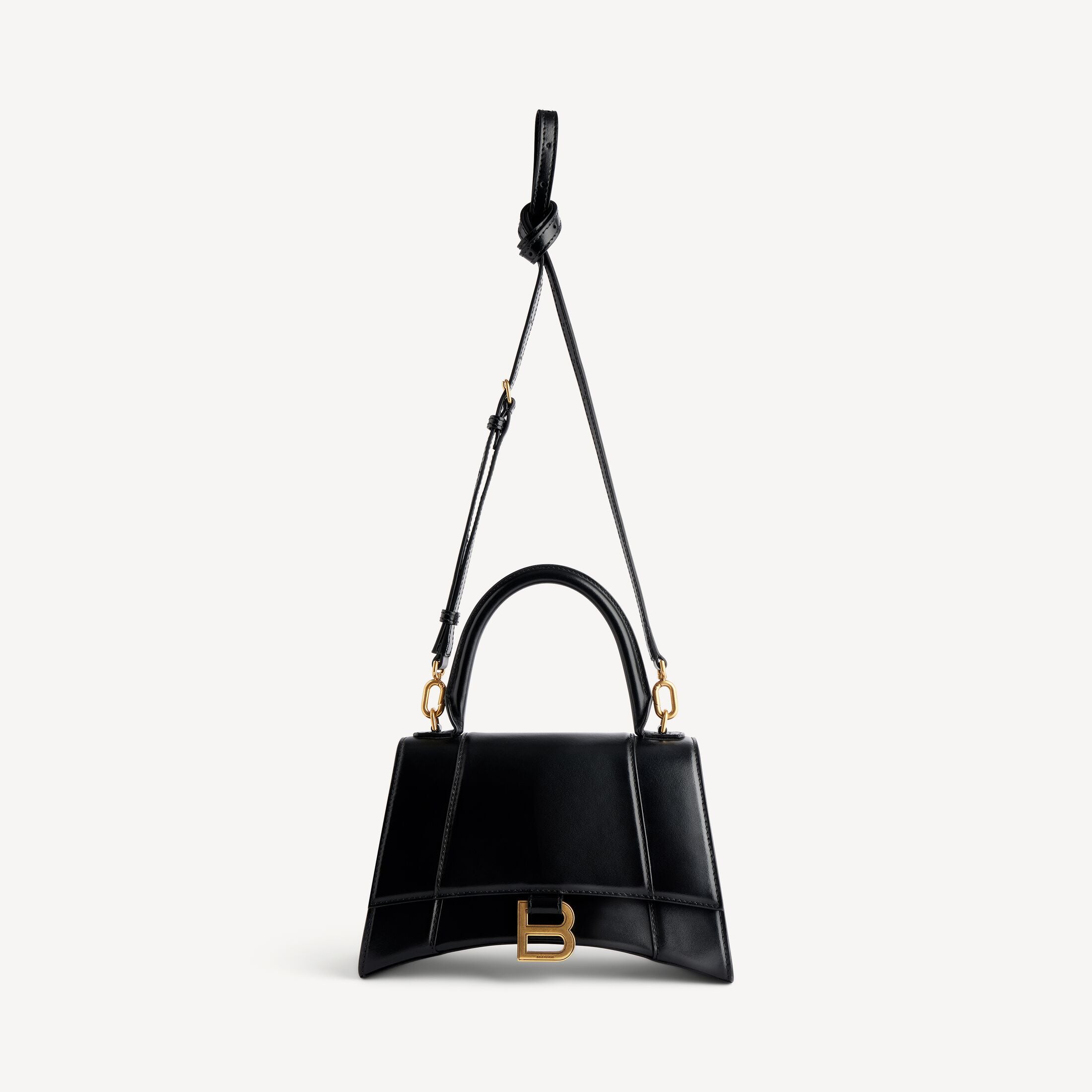 Balenciaga Hourglass Small Handbag in Black Shiny Box Calfskin