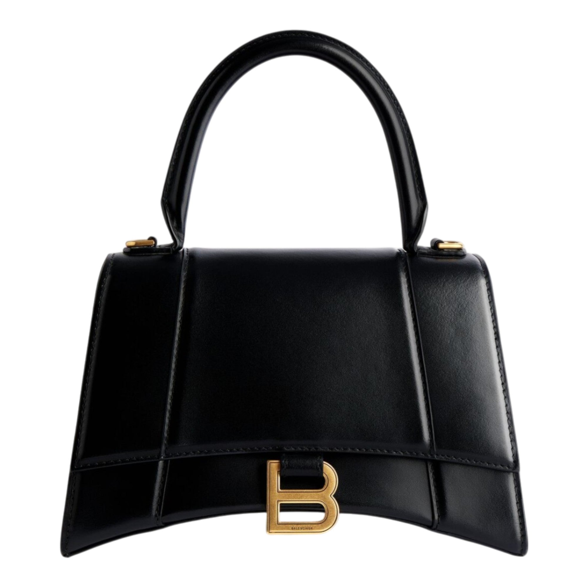 Balenciaga Hourglass Small Handbag in Black Shiny Box Calfskin