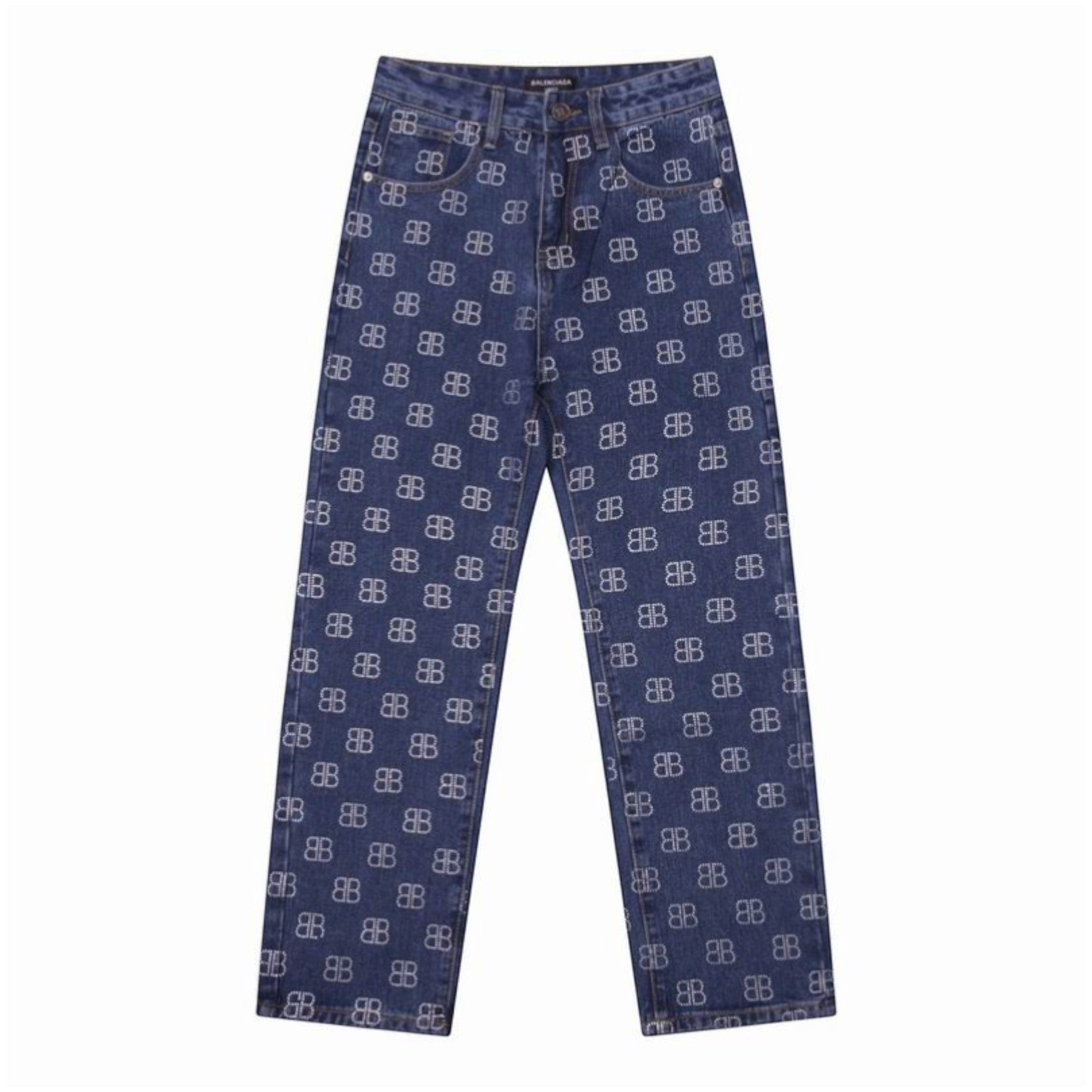 All-Over Logo Denim Pants Blue