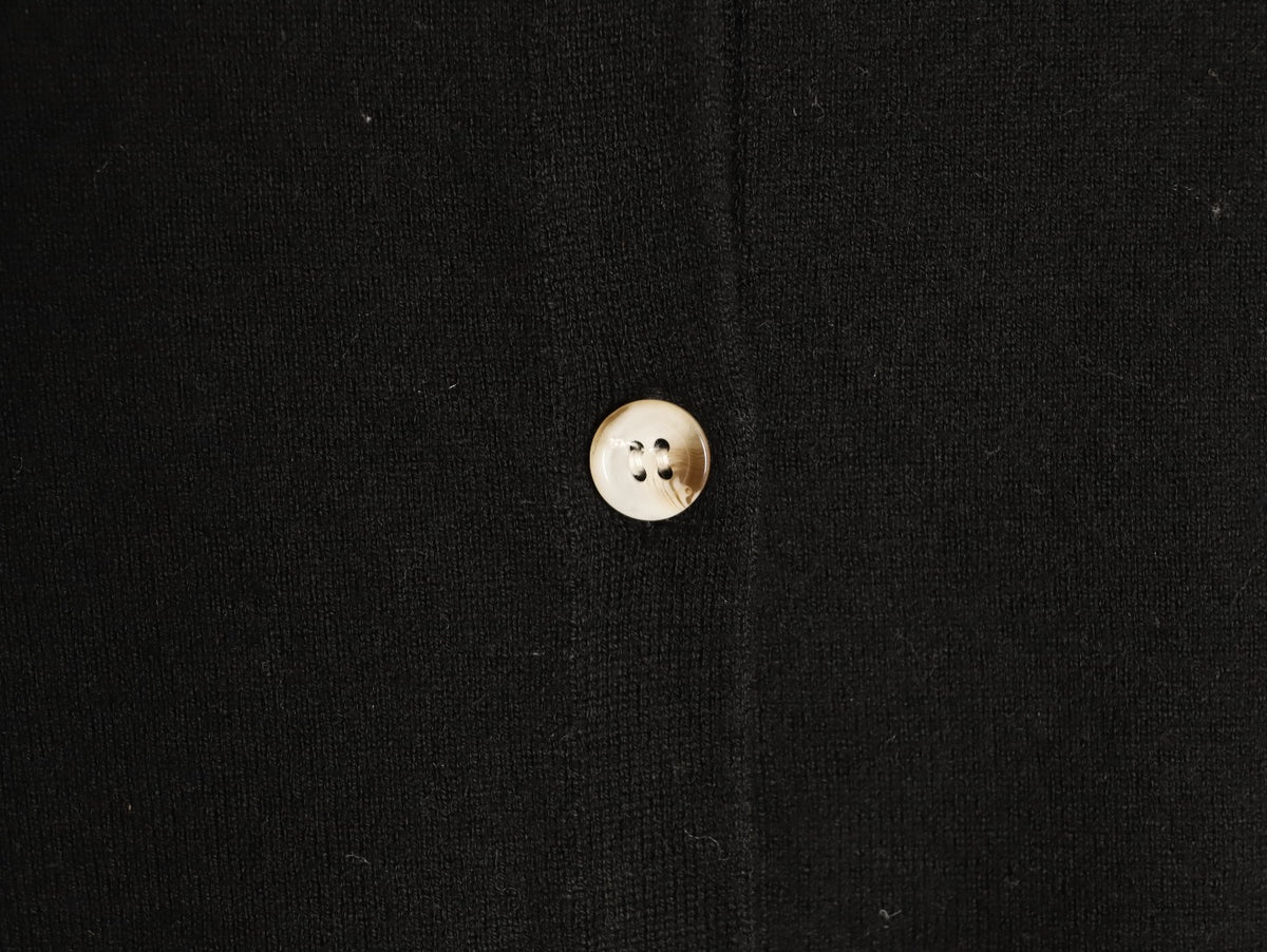 Stretch Cotton-Blend Crewneck Cardigan Polo Black