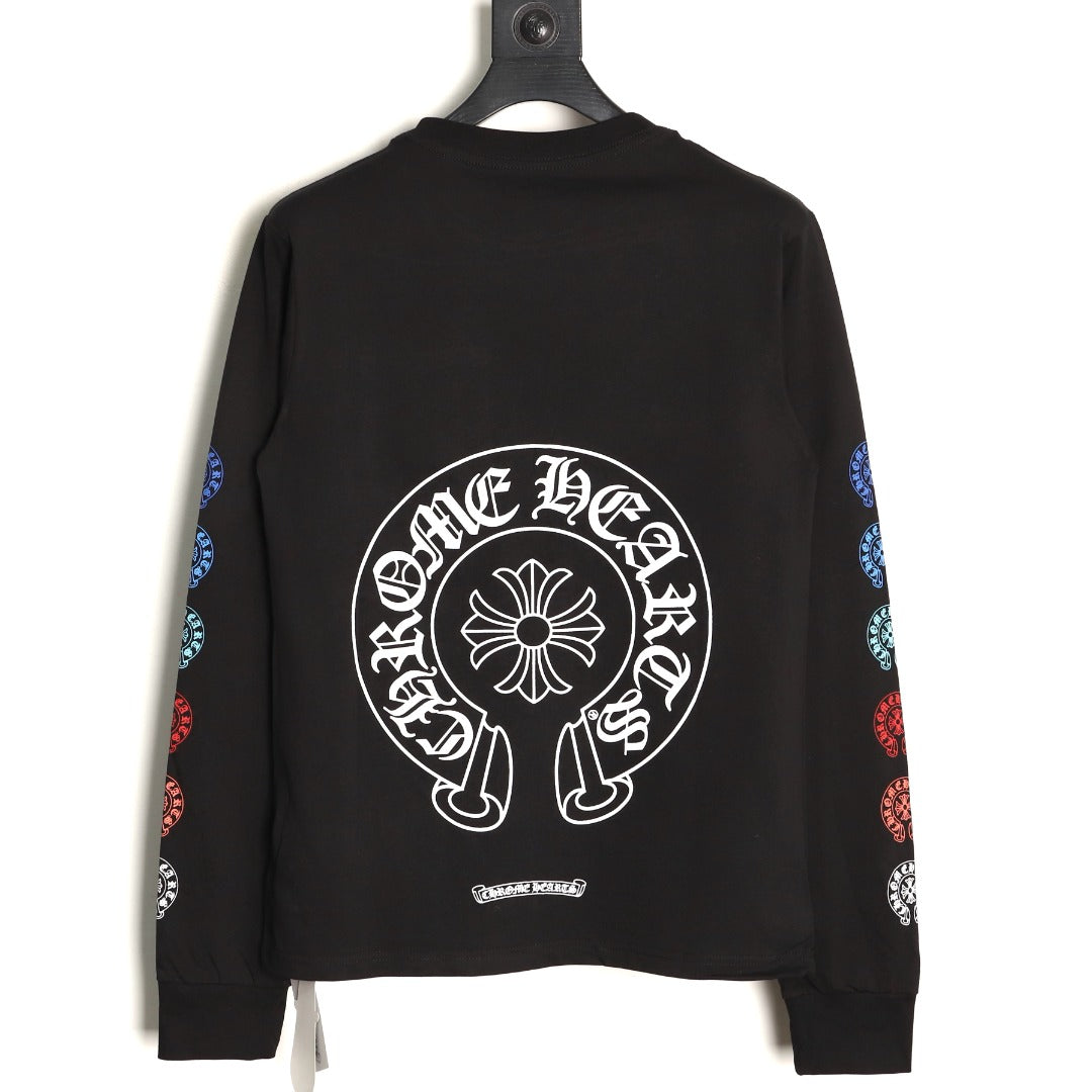 Multicolor Horseshoe Long Sleeve T-Shirt Black