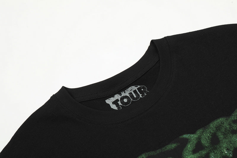 Green Hyena Tour Graphic T-Shirt Black
