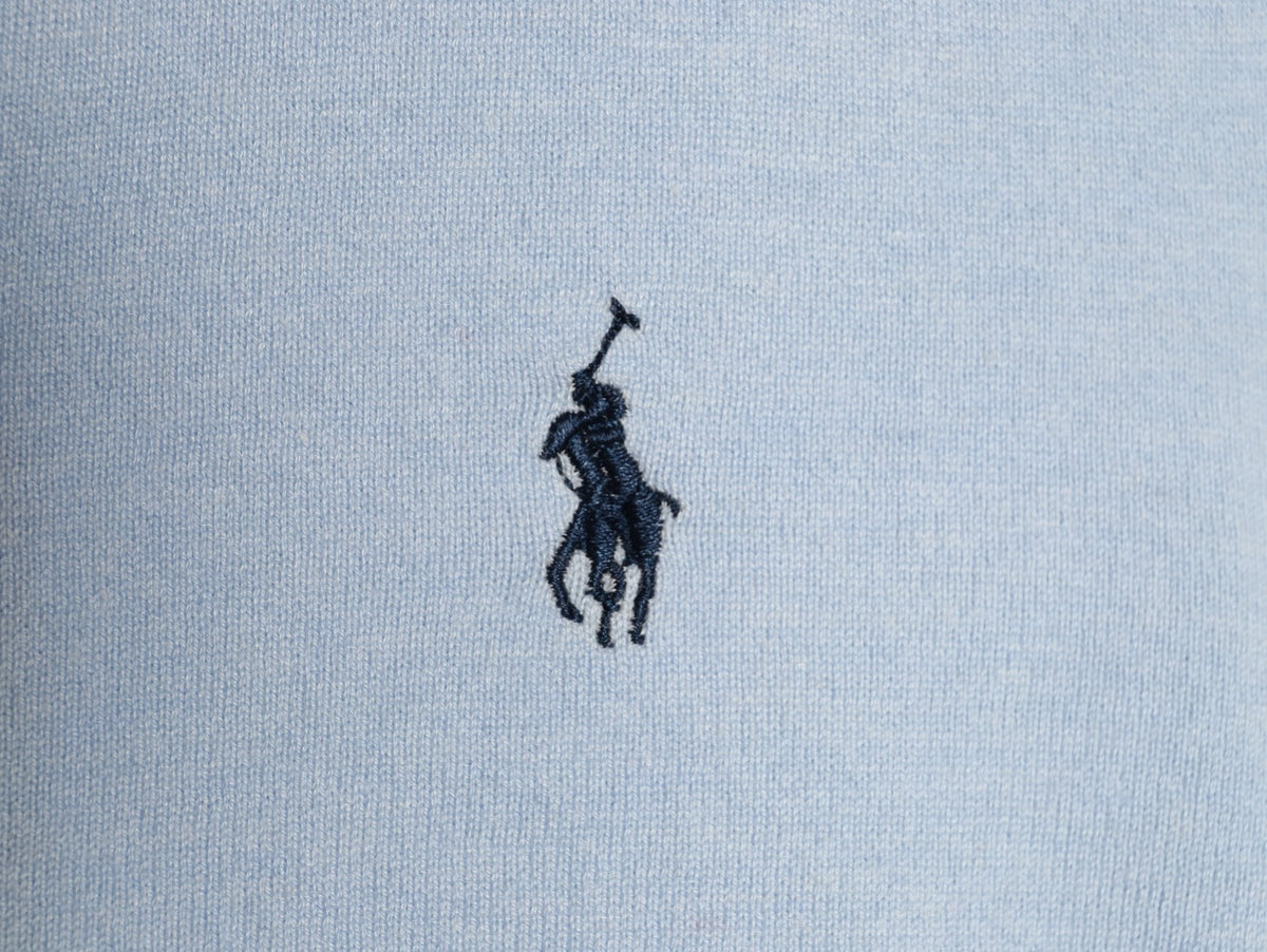 Stretch Cotton-Blend Crewneck Cardigan Light Blue