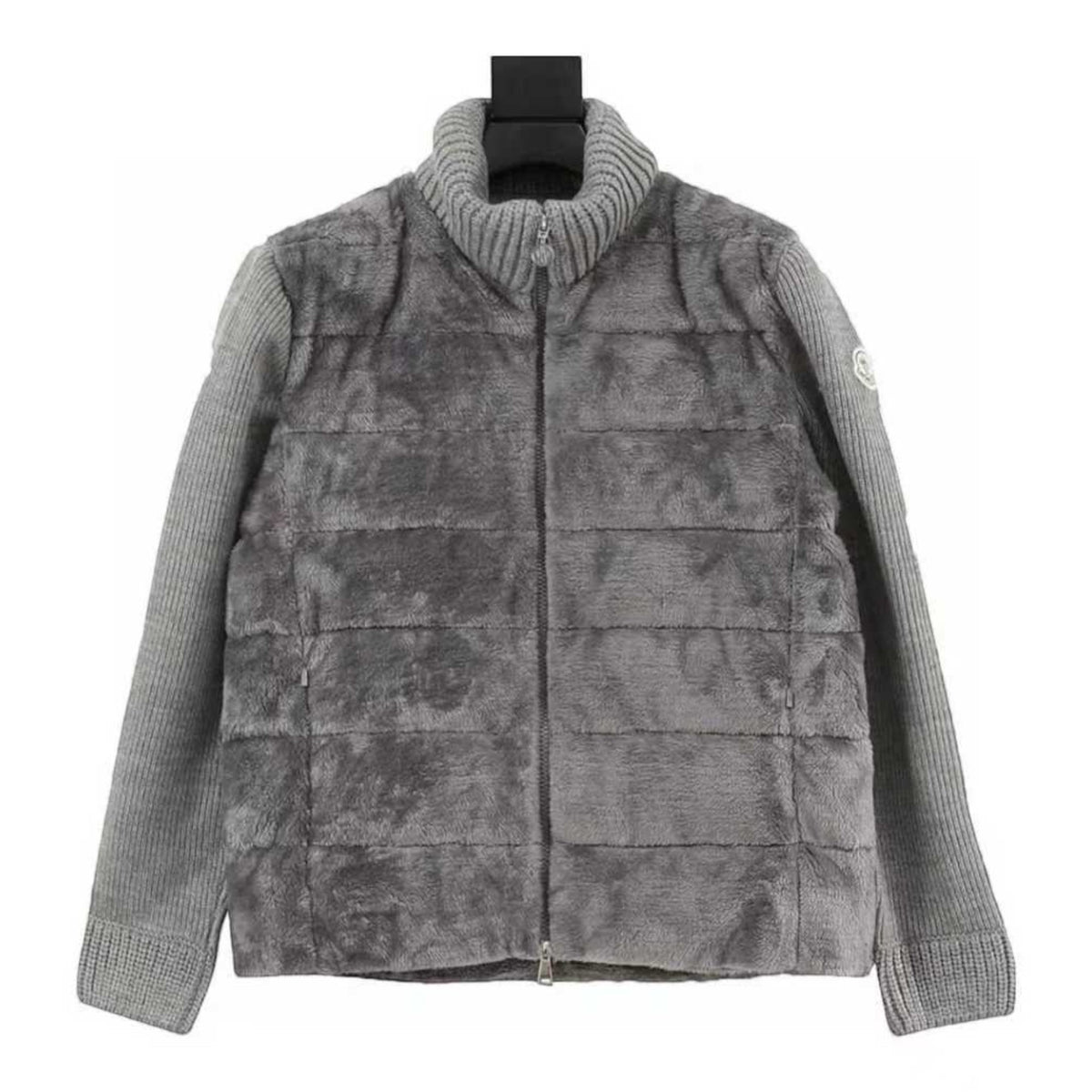 Padded Wool Teddy Cardigan Grey