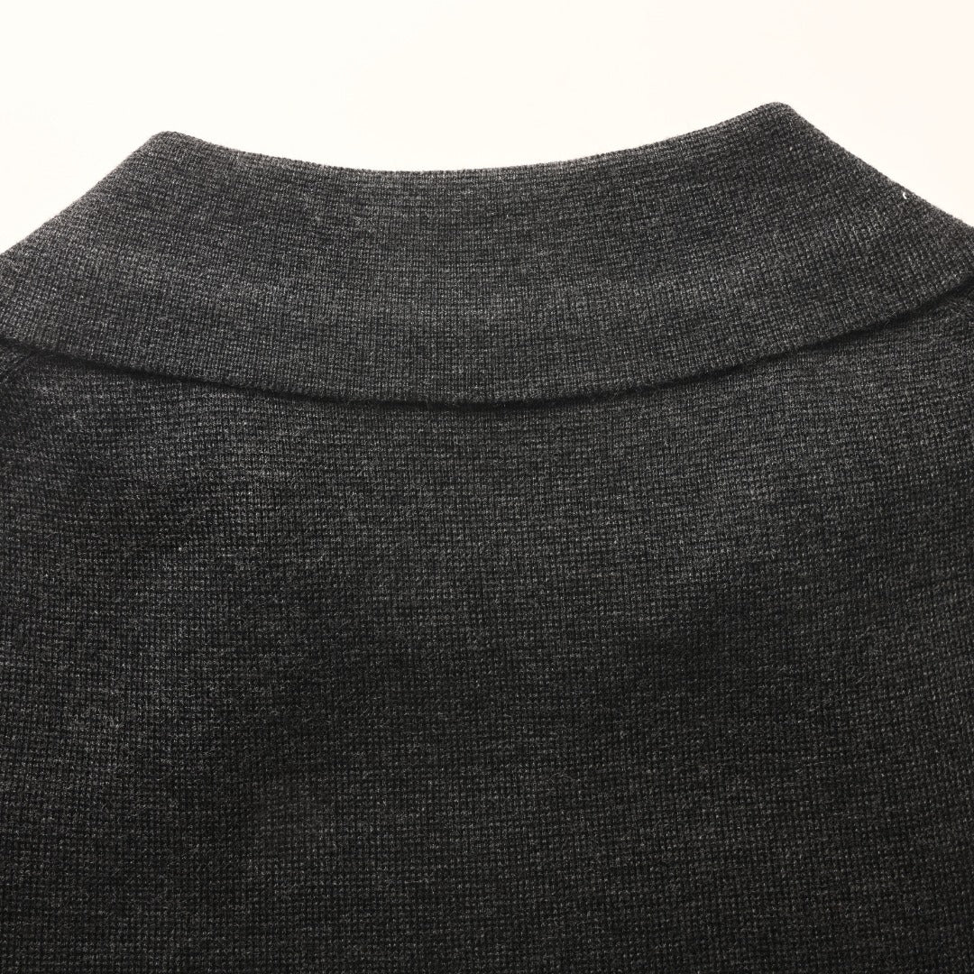Open Polo Charcoal Grey