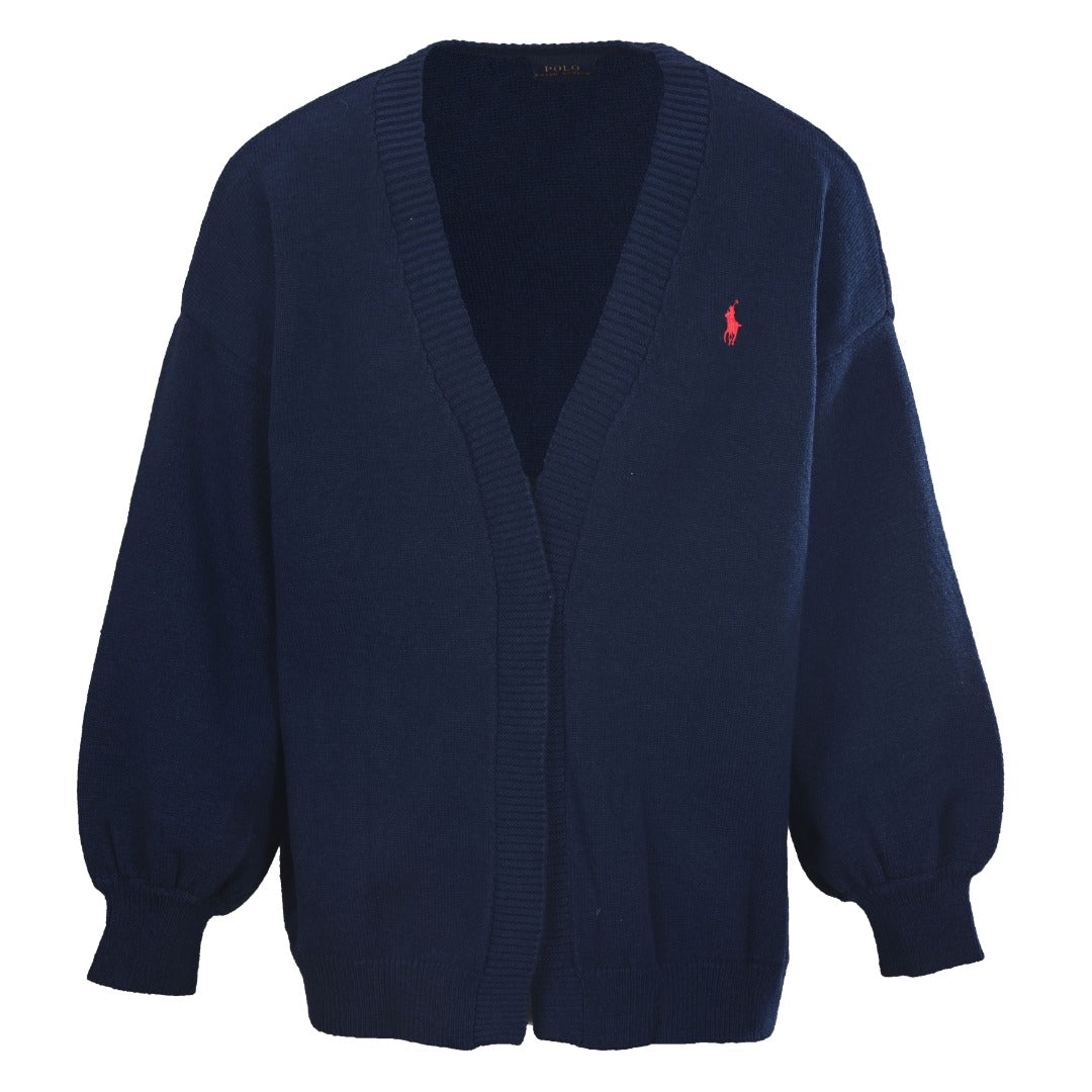 Relaxed V-Neck Cardigan Navy Blue