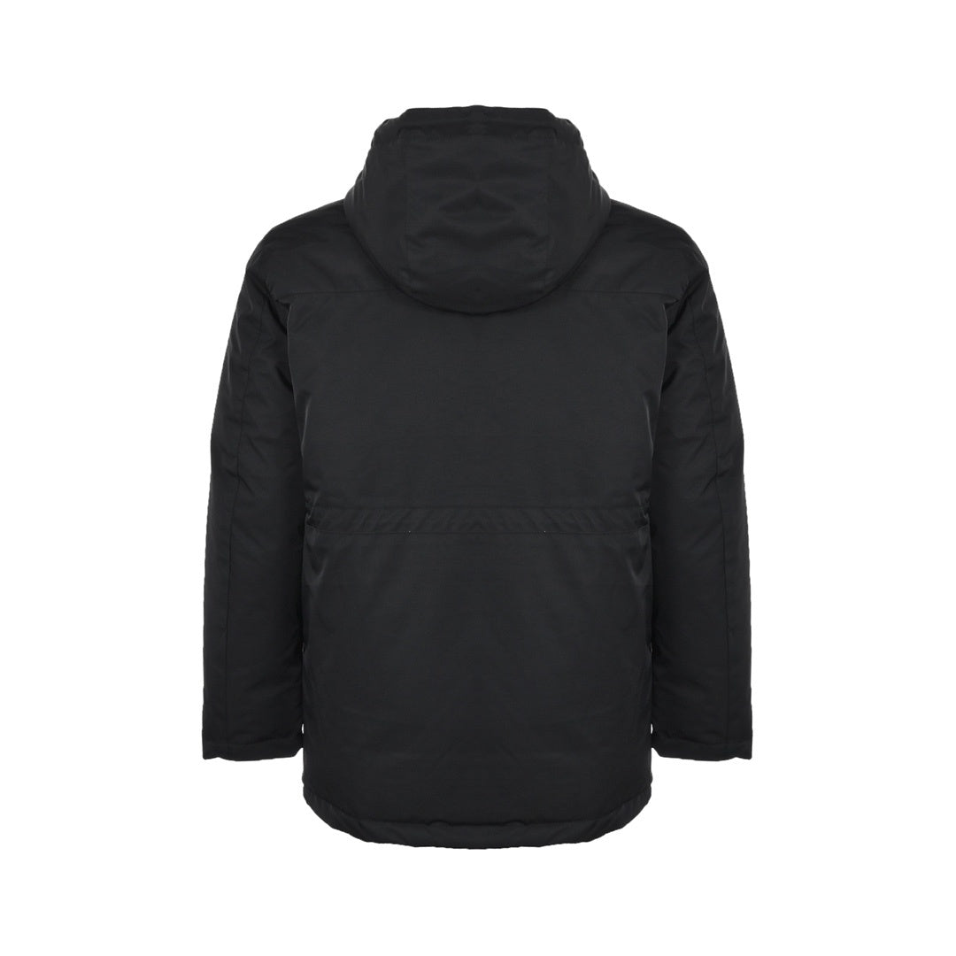 Anagram Leather-Pocket Hooded Parka Black
